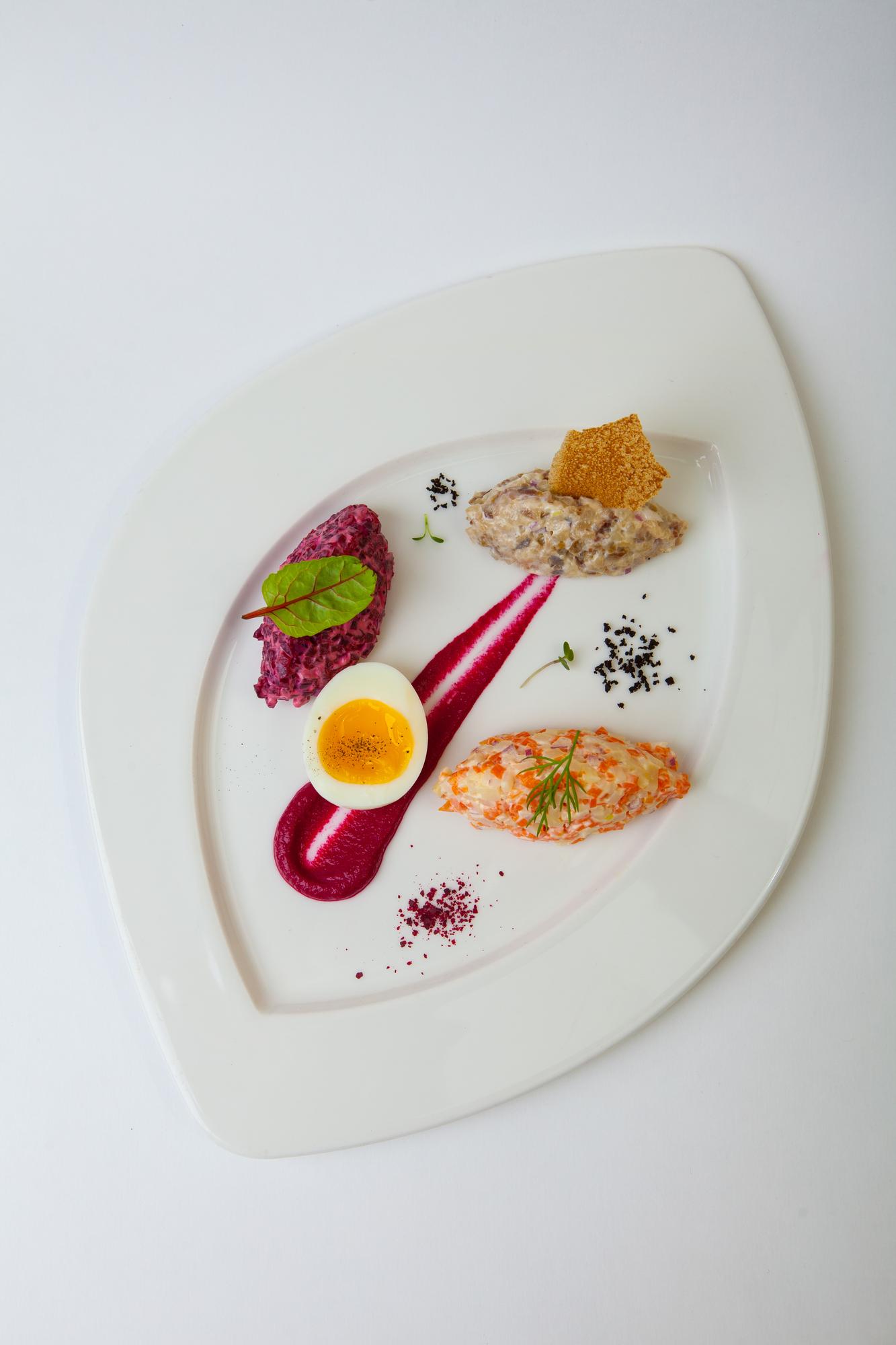 Close up of plated gourmet dish