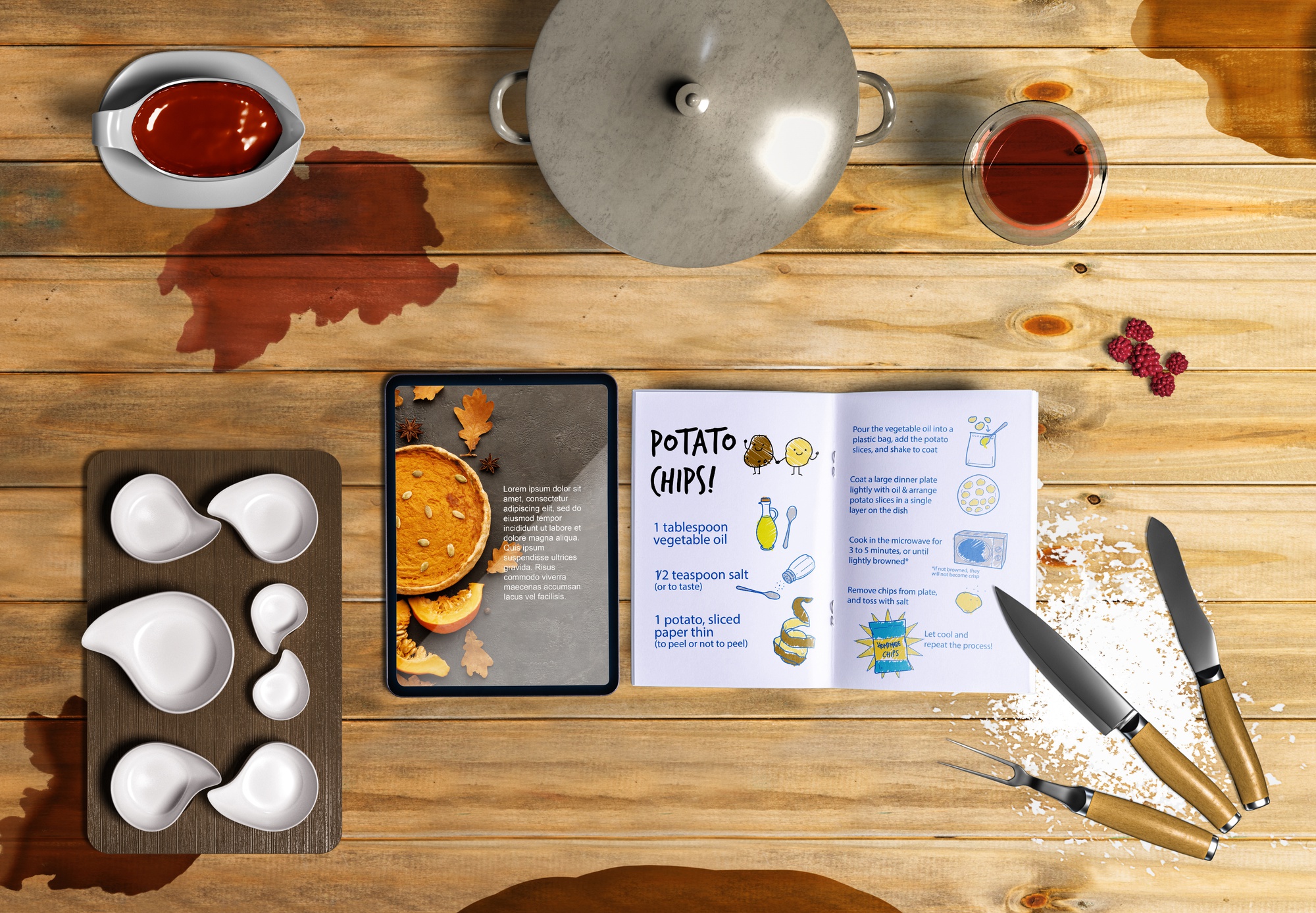 Sample menu layout and course workbook